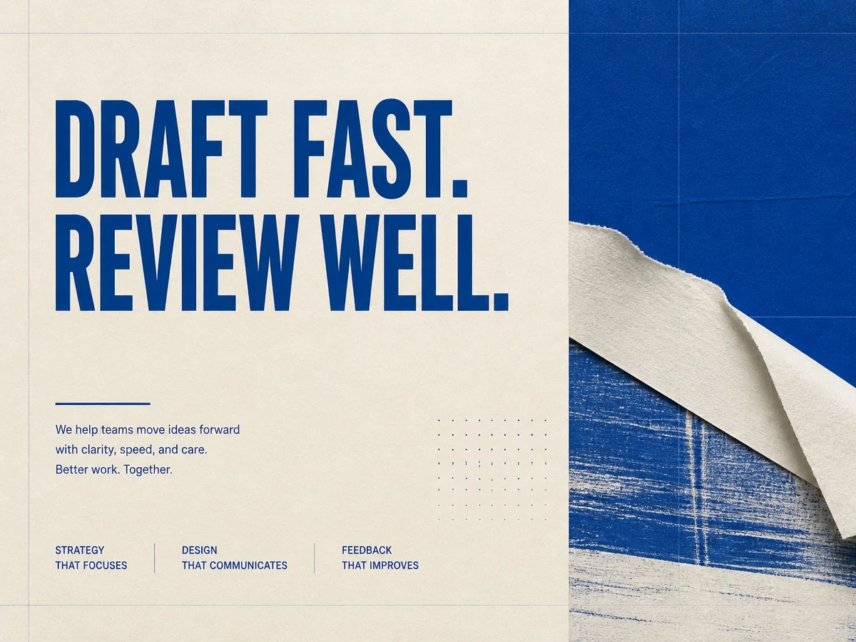 真实 GPT Image 2 Low 质量输出,海报文字为 Draft Fast Review Well