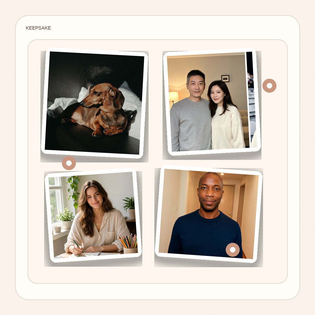AI photo collage maker family and pet keepsake style preview
