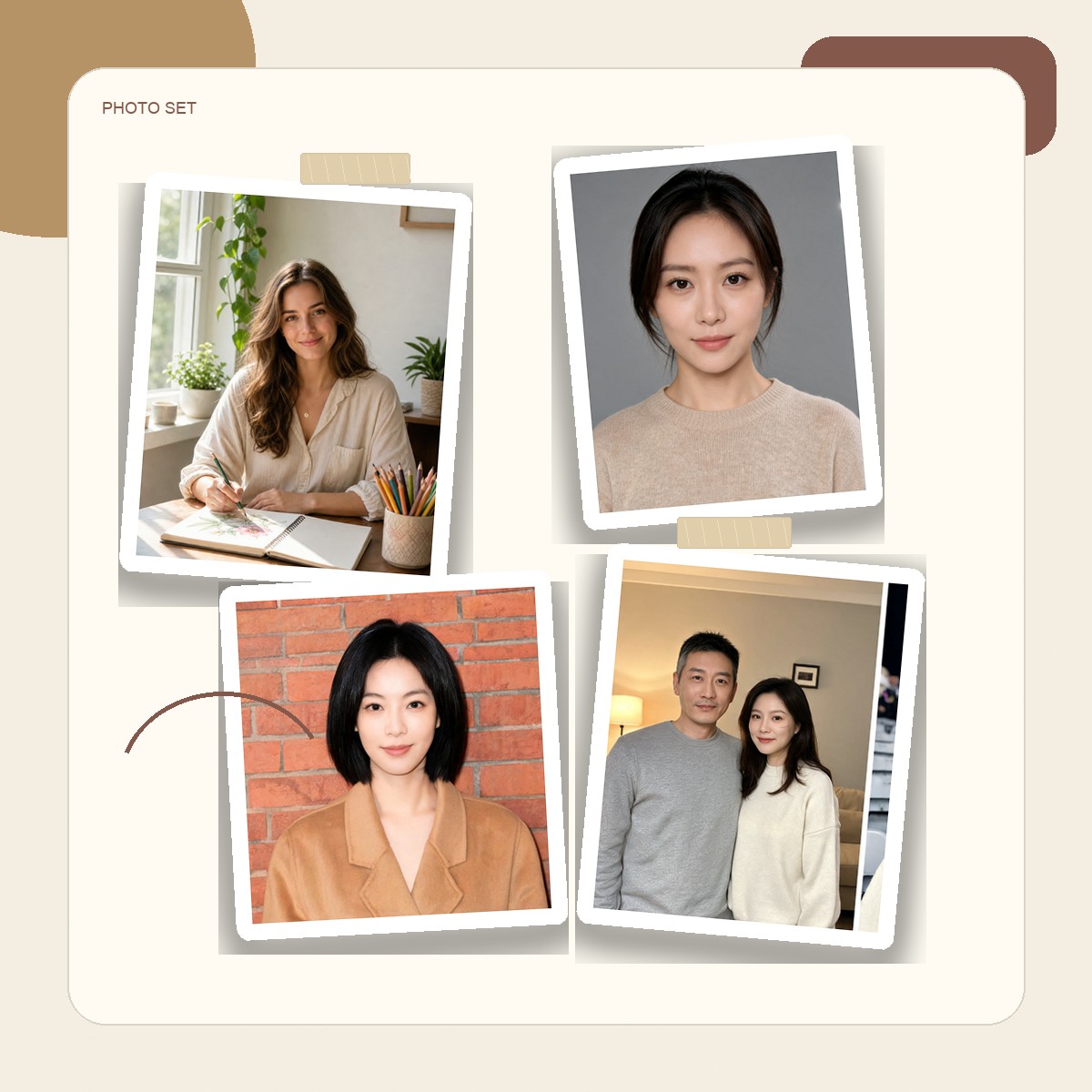 Scrapbook portrait photo set sample before AI collage generation