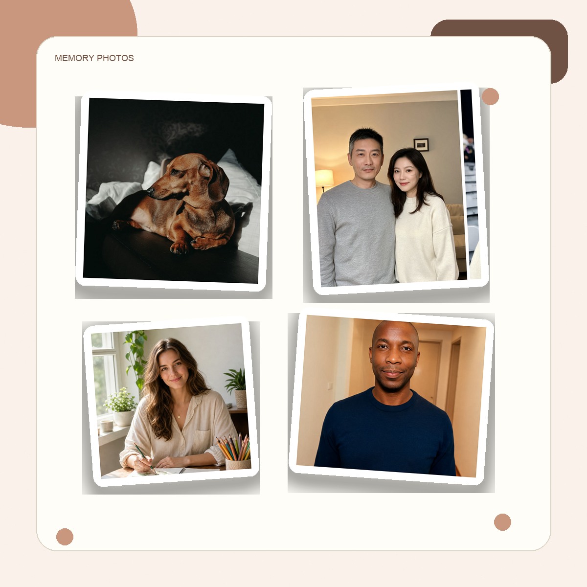 Family and pet photo set sample before AI collage generation