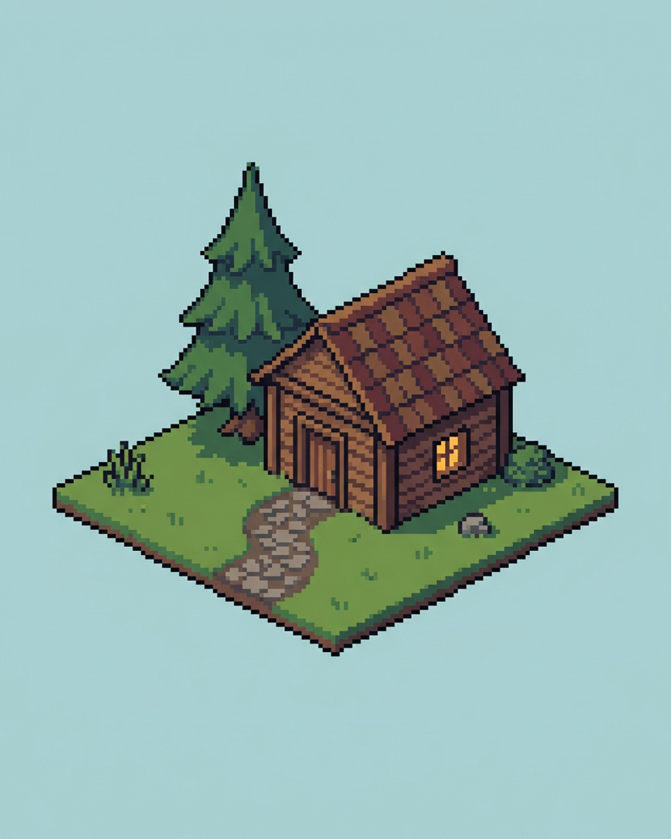 Isometric pixel art tile style preview