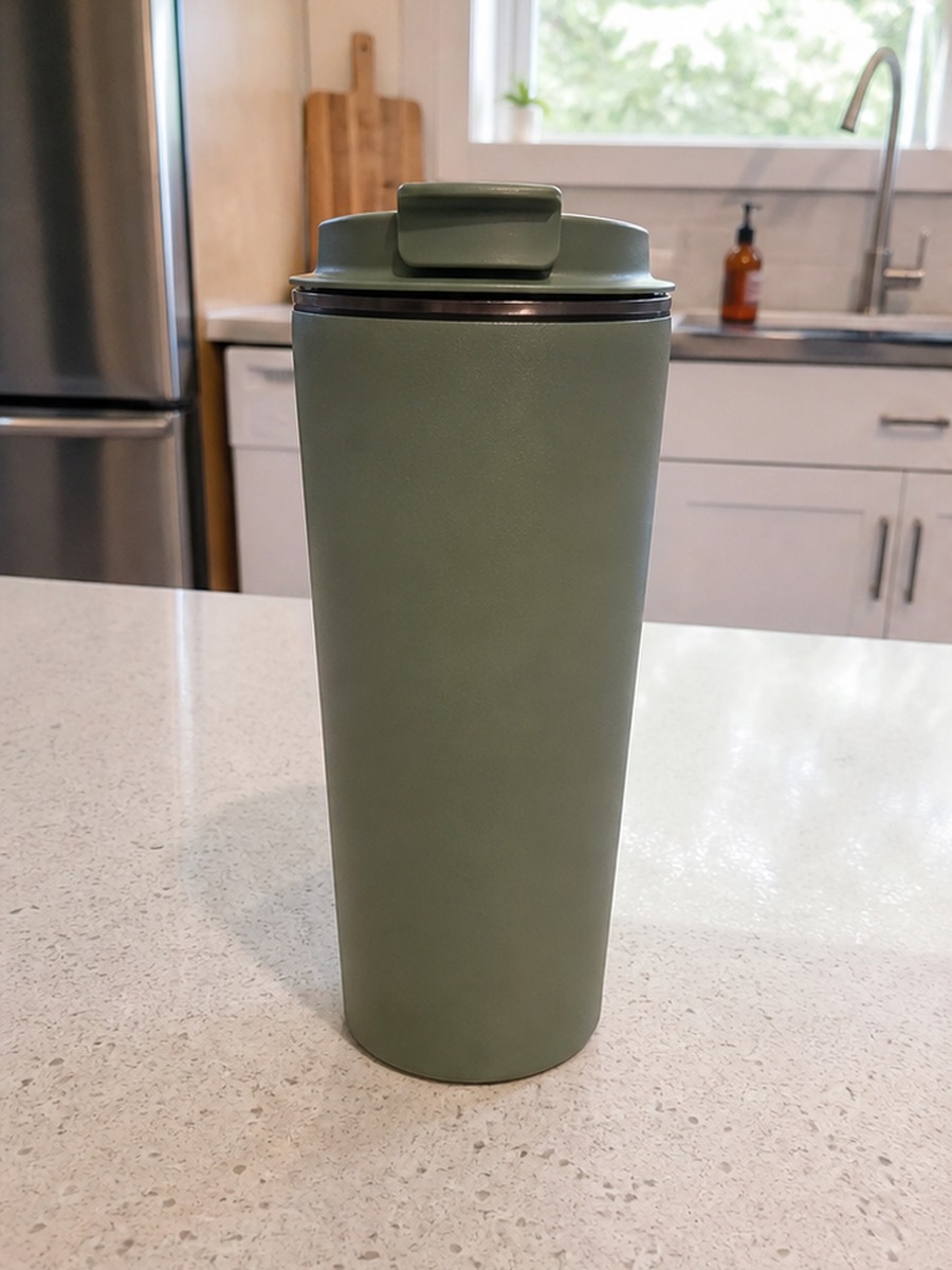 Travel tumbler sample before AI product hero generation