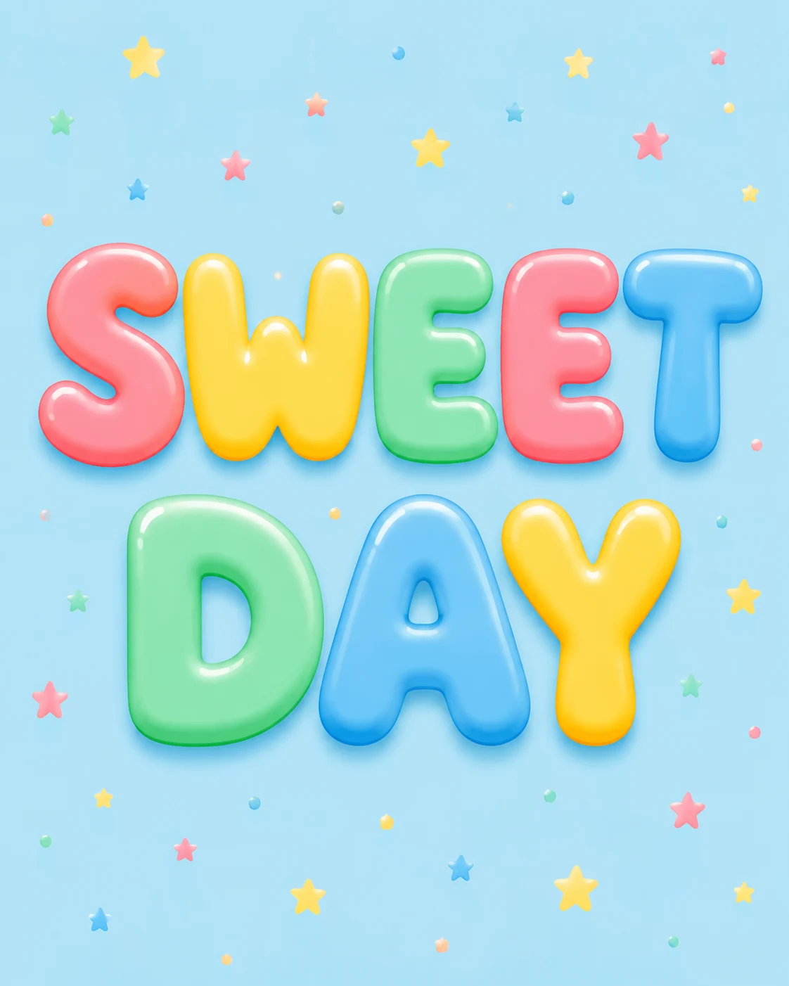 Original colorful bubble text effect spelling SWEET DAY