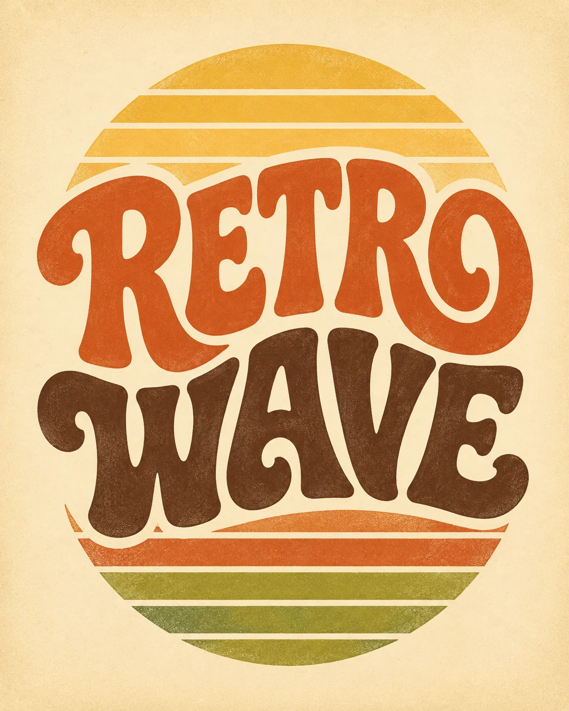 Retro style example with warm screen-print texture