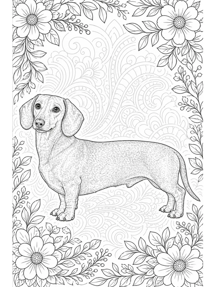 成人腊肠犬涂色页
