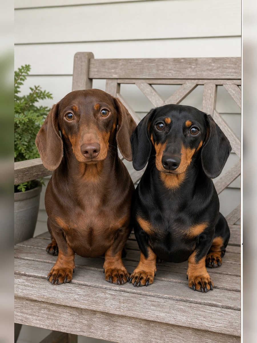 Two dachshunds photo sample before adult coloring page generation