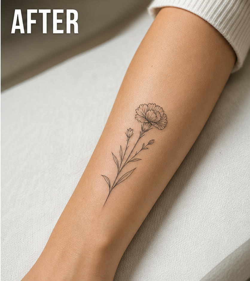 AI birth flower tattoo generator after arm tattoo example