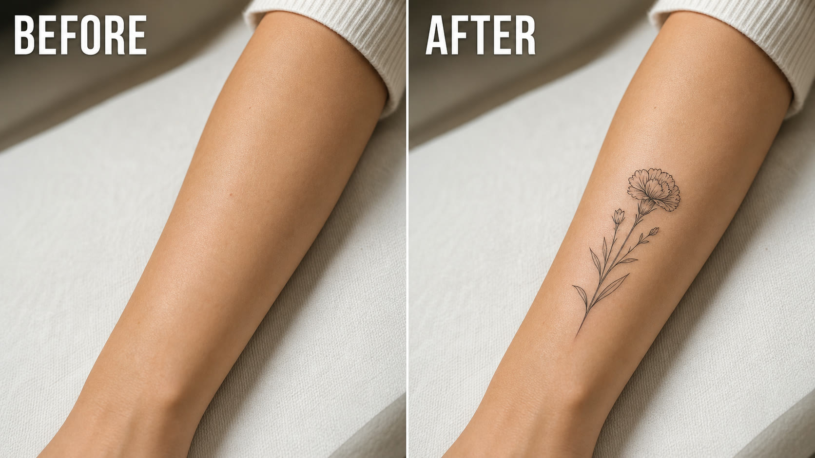 AI birth flower tattoo generator before and after arm tattoo example