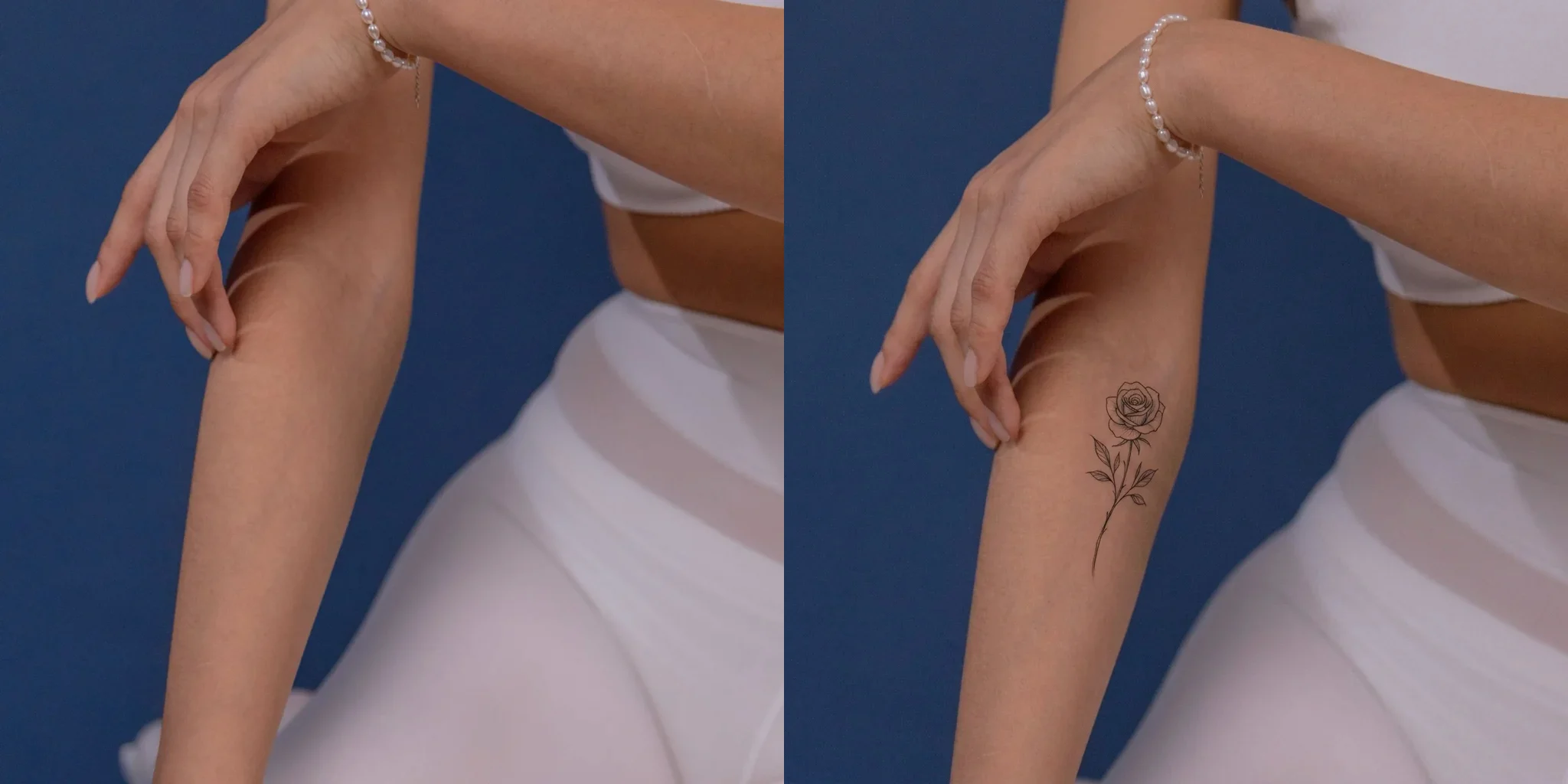 Real forearm photo and actual NanoPic June rose tattoo output