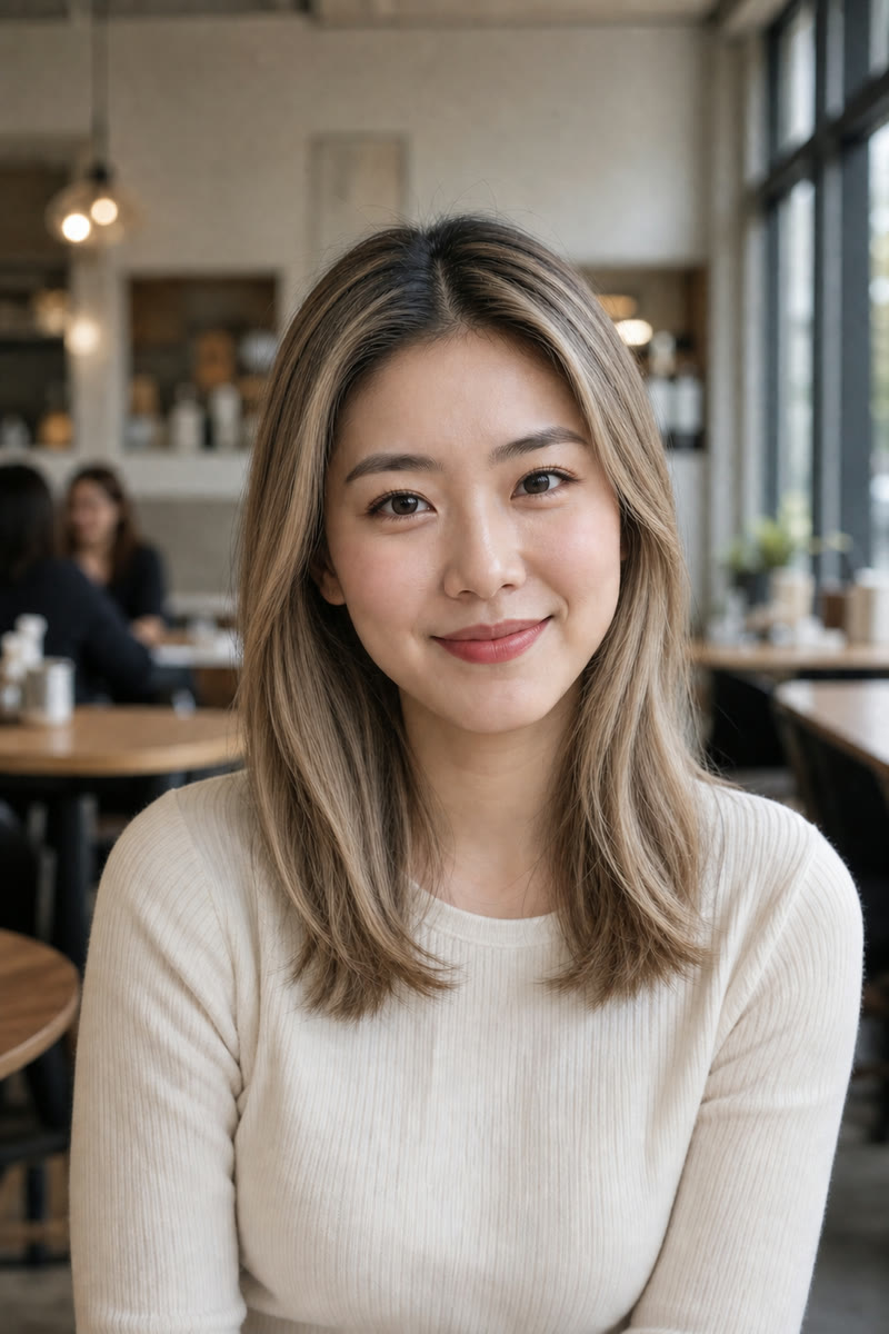 同一虚构成人变为有层次的蜂蜜米金渐变发色