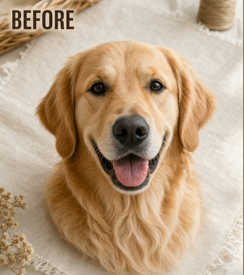 AI embroidery generator before stitched pet patch example