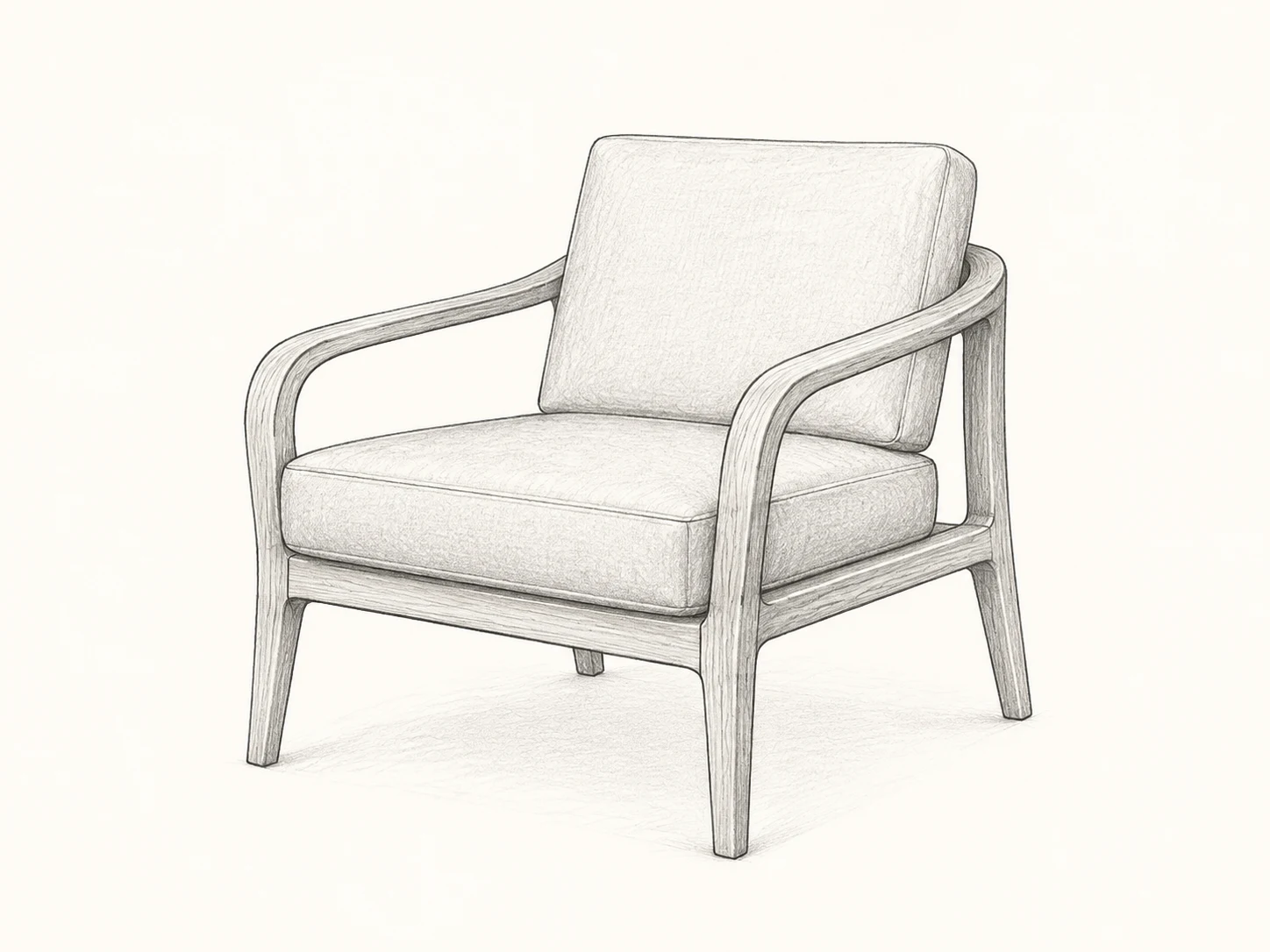 Original fictional lounge chair pencil sketch