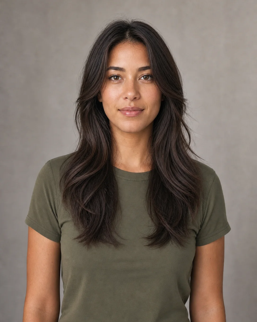 Long layered hairstyle preset with visible face-framing movement