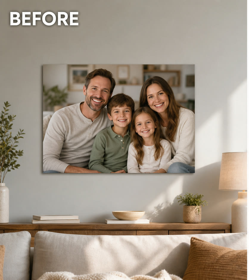 Family photo sample before AI photo frame editing