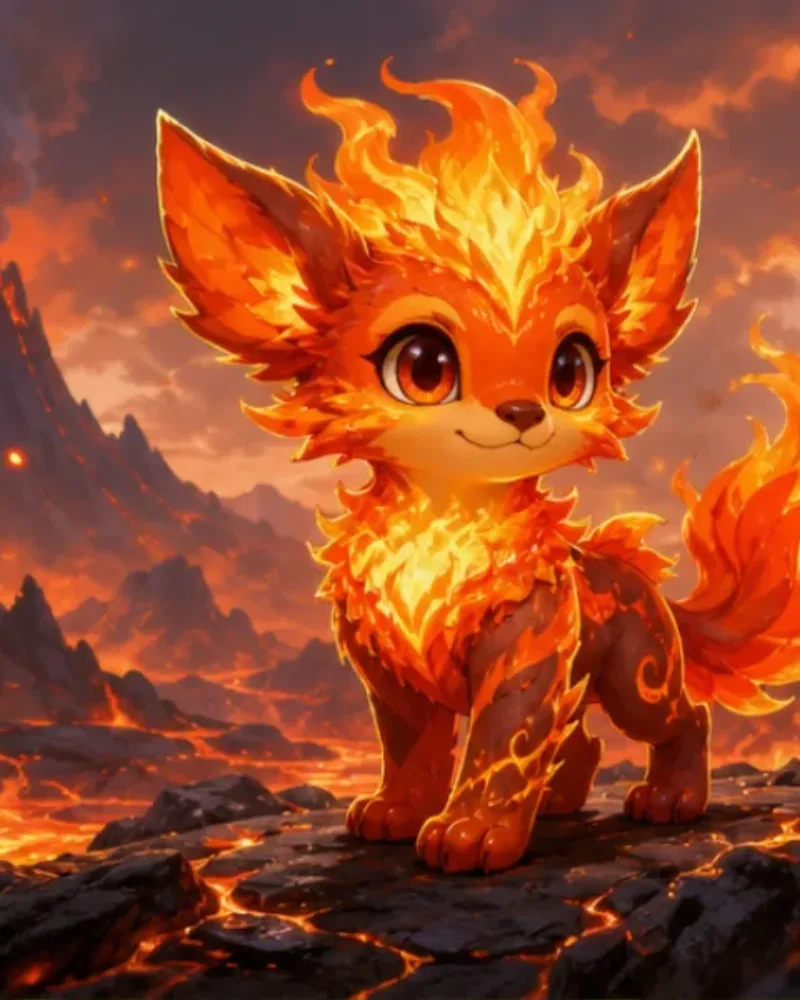 Original ember creature in a four-creature concept grid