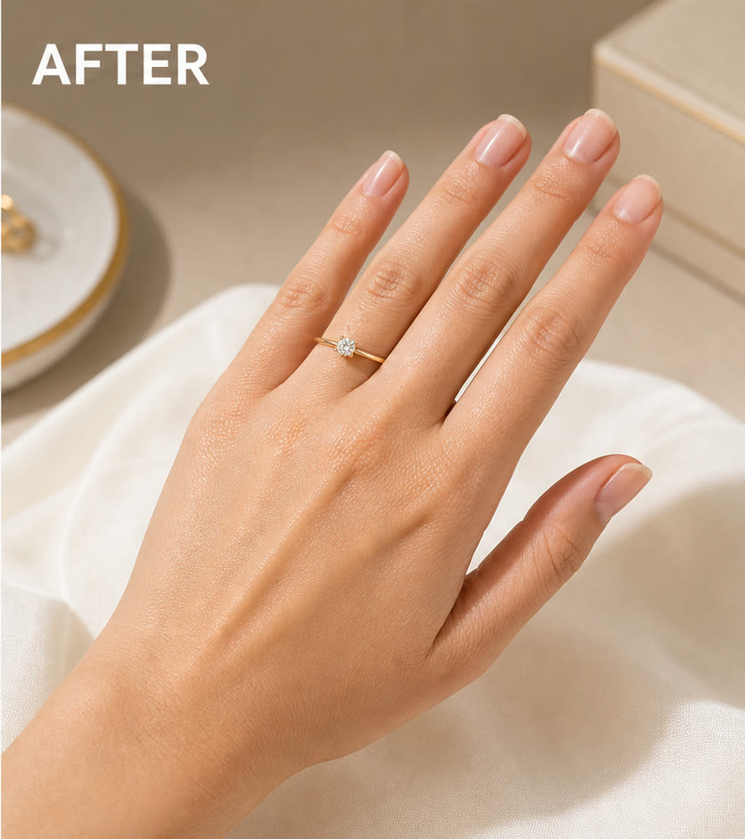 AI virtual ring try on after hand photo example