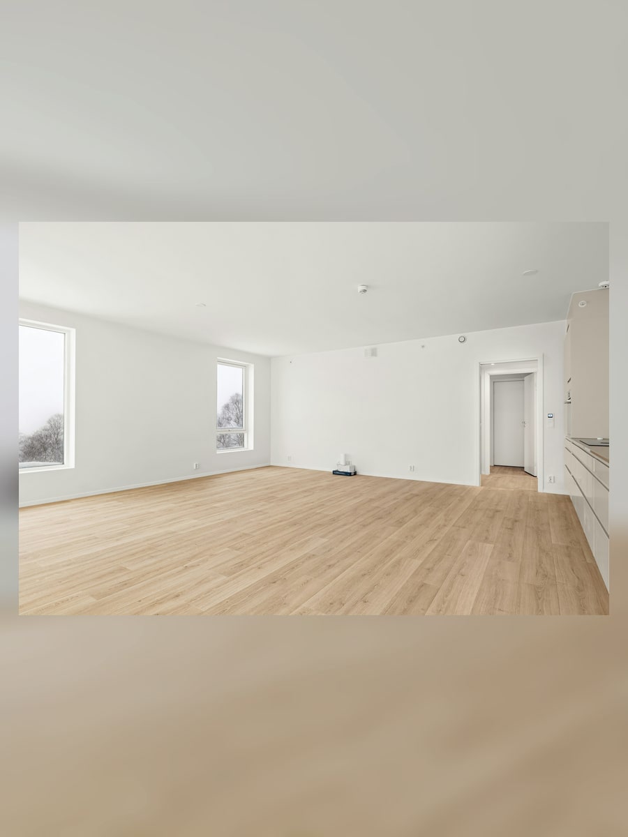Fictional empty living room sample for AI virtual staging