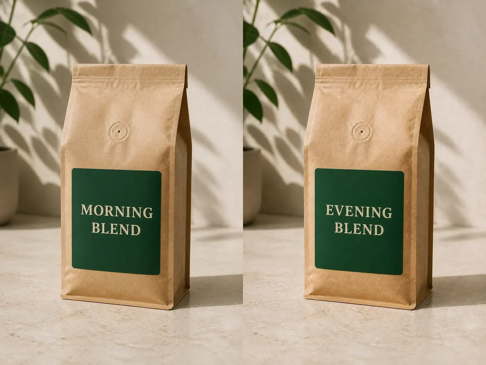Morning Blend changed to Evening Blend on a coffee package label