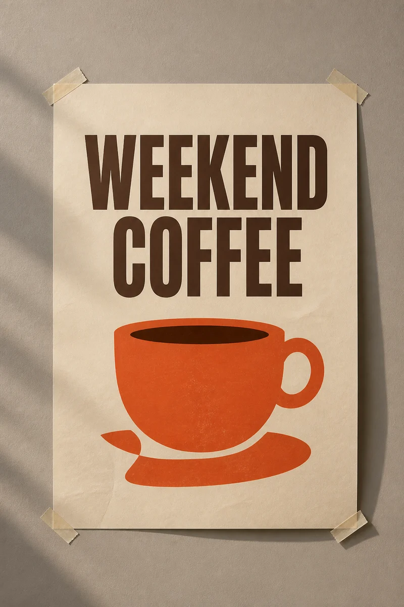 Weekend Coffee poster before editing text in the image