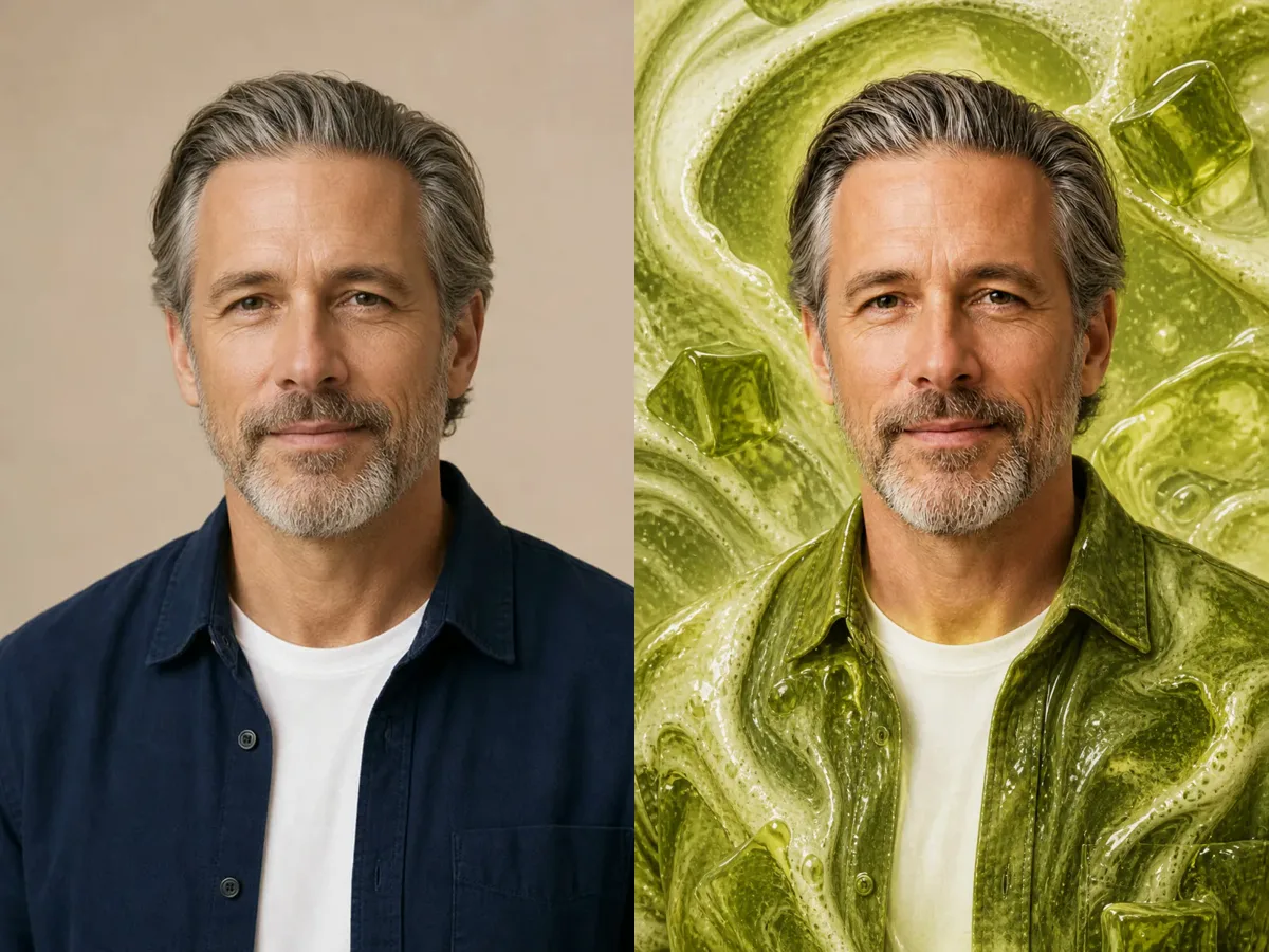 Creamy Matcha Filter before and after mature portrait