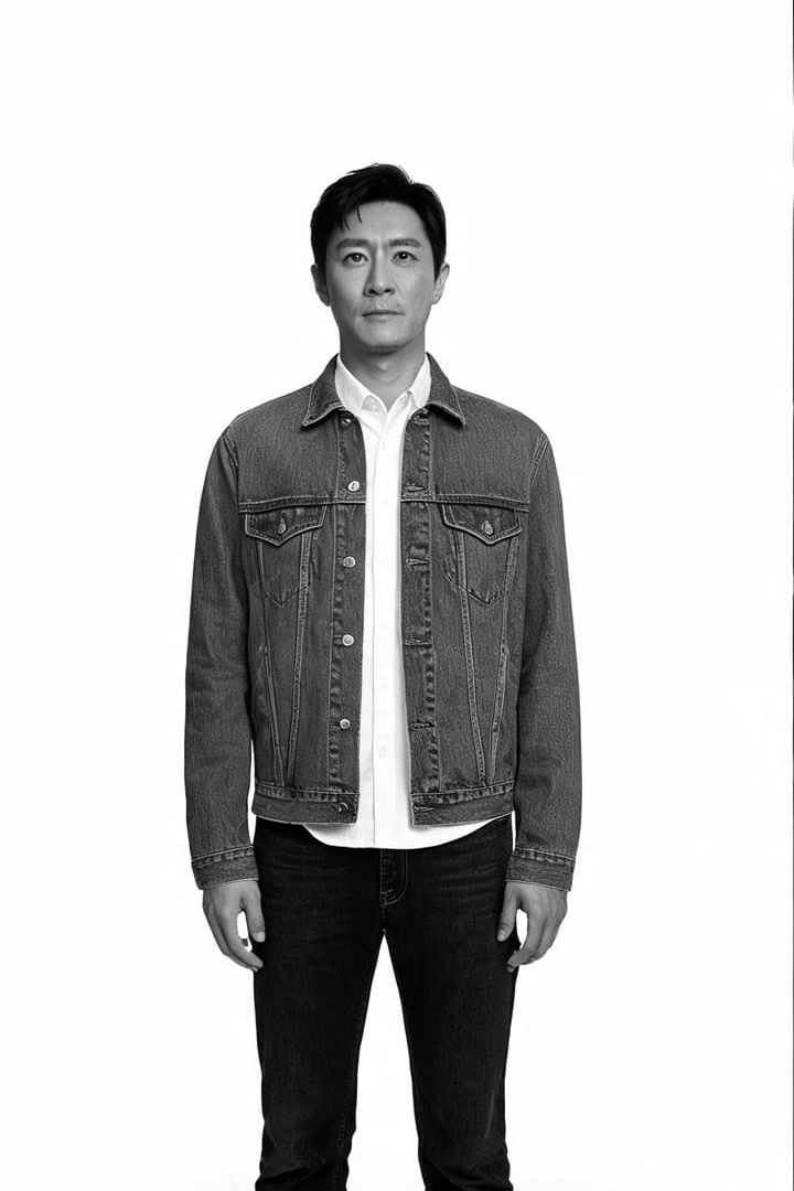 Black-and-white portrait before using the AI photo colorizer