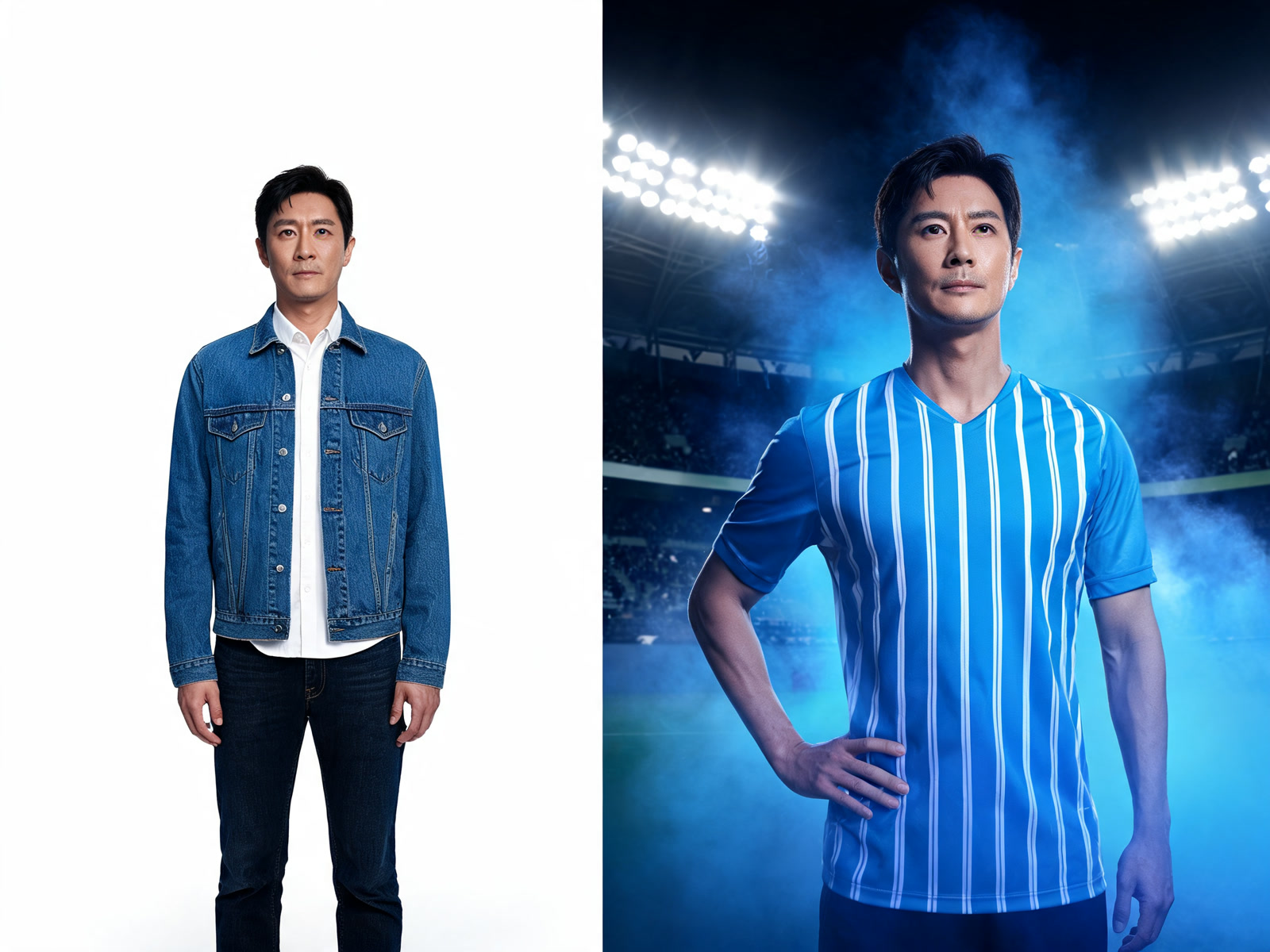 World Cup cinematic football hero poster before and after example