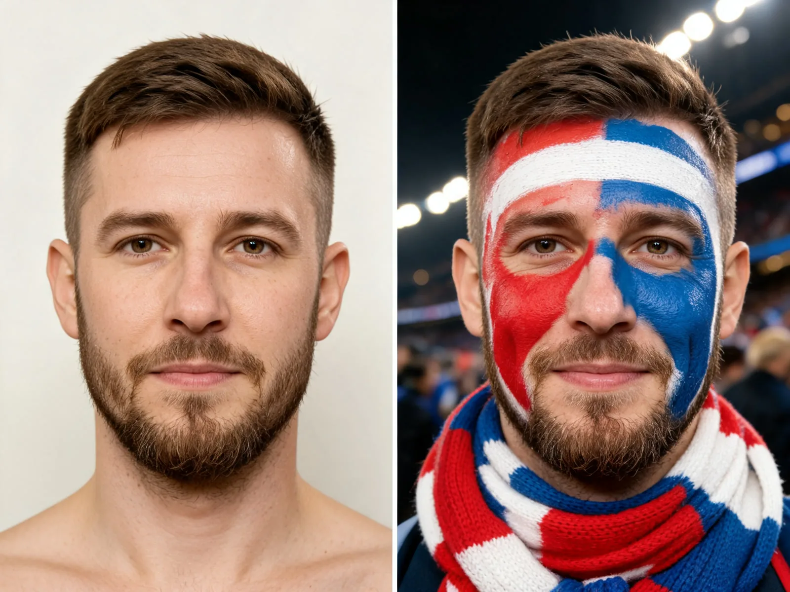 World Cup face paint before and after comparison