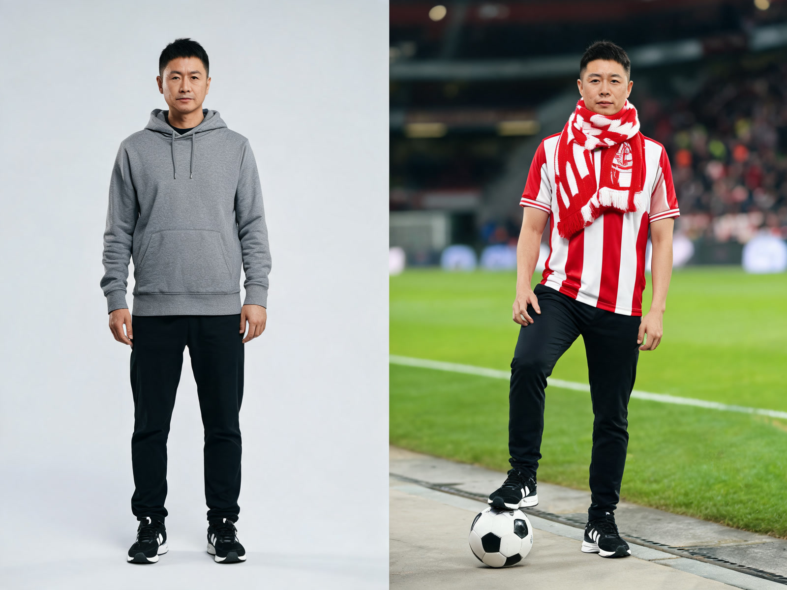 World Cup full-body supporter before and after example