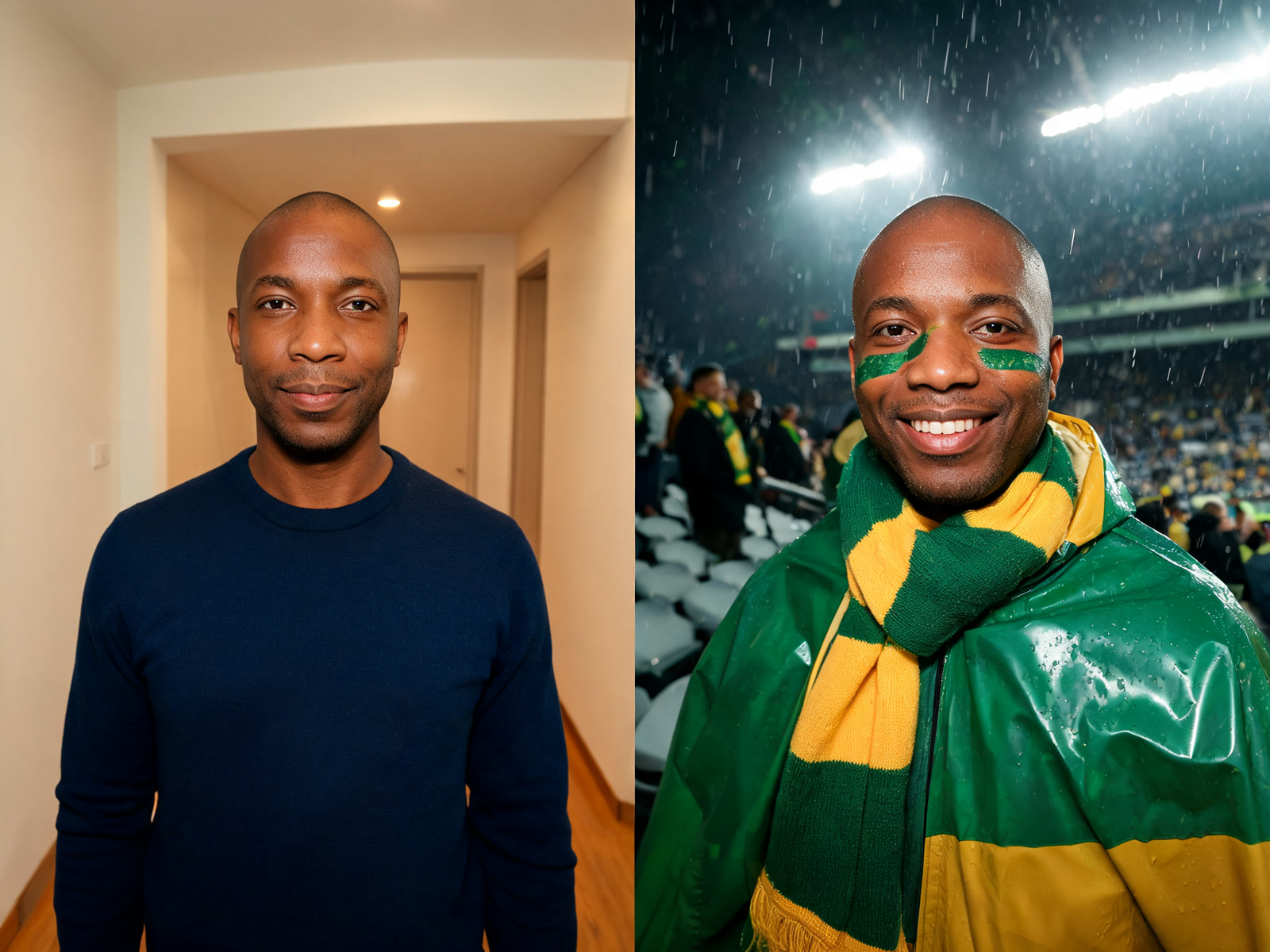World Cup rainy matchday fan before and after example