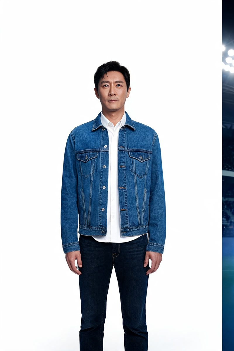 Full-body sample before football hero poster generation