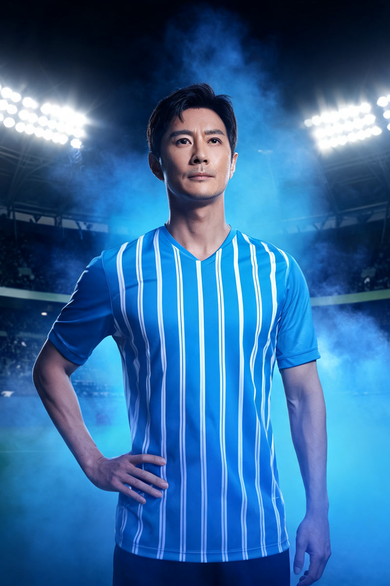 Cinematic football hero poster style preview with stadium lights