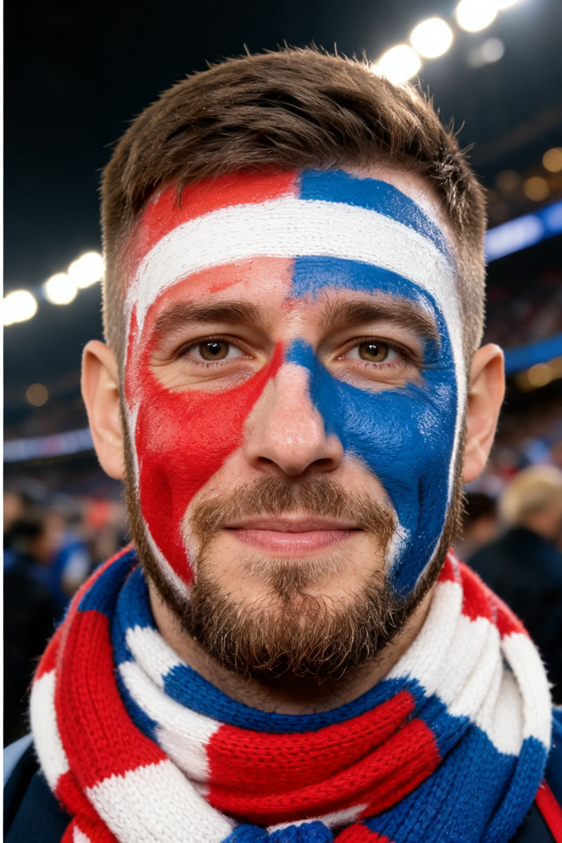 Close-up football supporter face paint style preview