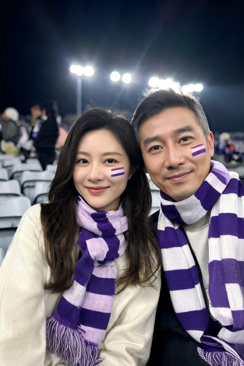 Adult couple football fan selfie style preview