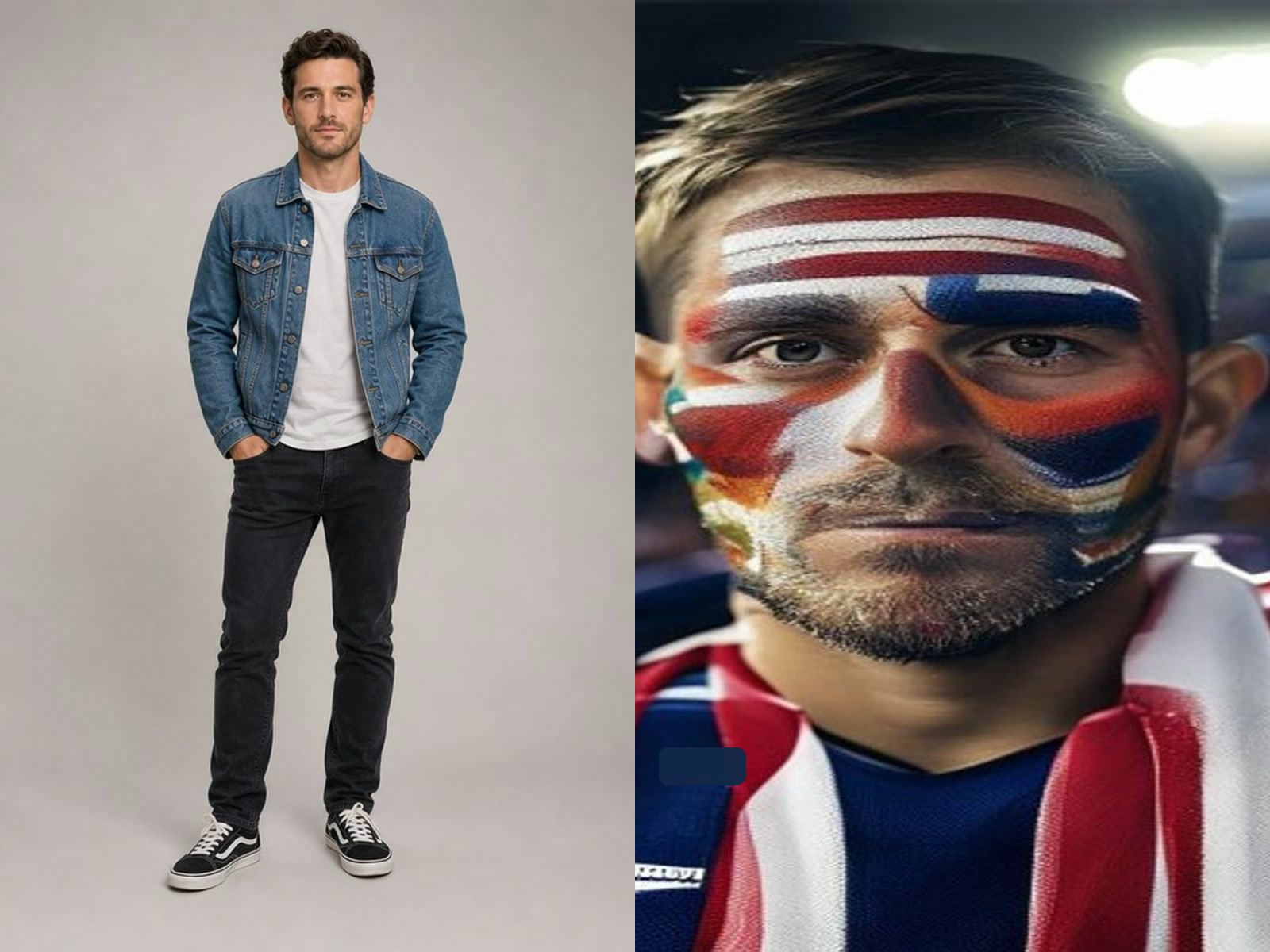 World Cup face paint before and after comparison