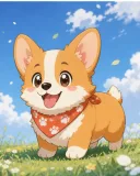 Original cute chibi corgi illustration