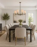 Photorealistic virtually staged restrained dining room