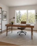 Photorealistic virtually staged calm home office