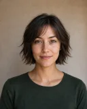 Portrait preview with a layered dark brown short shag haircut