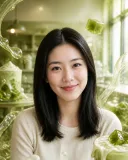 自然肤色成人肖像周围的半透明抹茶果冻效果