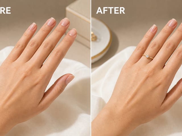 AI virtual ring try on before and after hand photo example