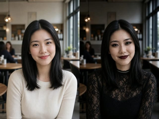 Goth Filter Classic Goth portrait before and after example