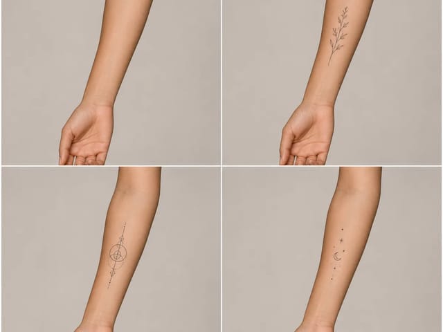 Original fine-line, blackwork, celestial, and botanical tattoo directions