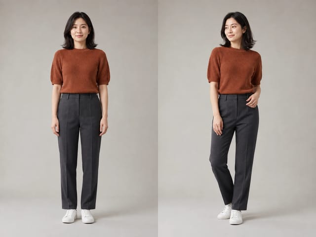 Pose Reference AI identity photo and contrapposto pose-transfer result