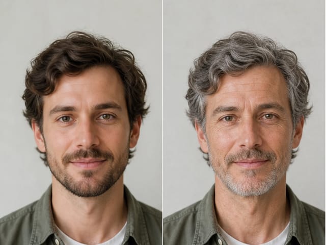 AI age filter before and after natural sixties example