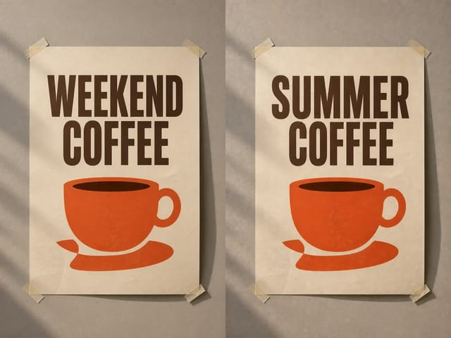 Poster before and after replacing Weekend Coffee with Summer Coffee