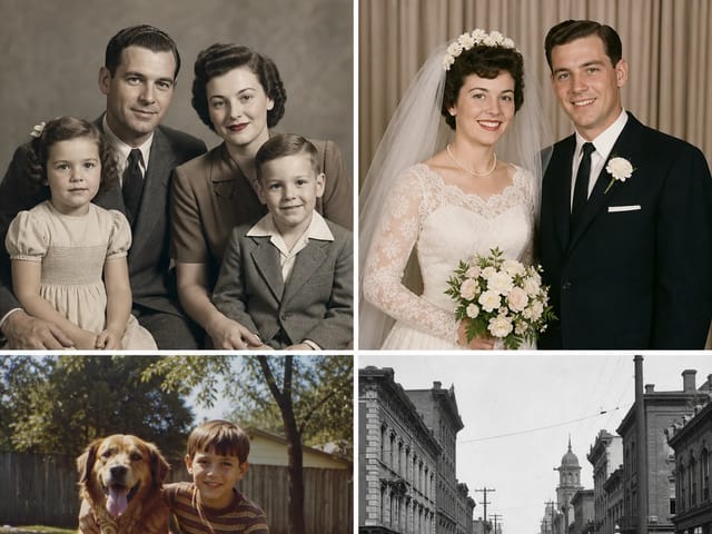 Four conservative AI photo restoration examples