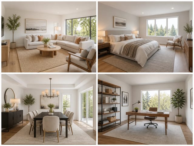 Four realistic AI virtual staging examples