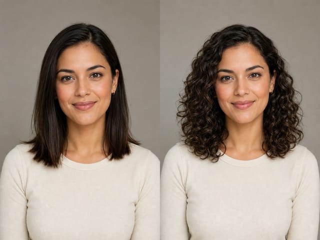 AI curly hair filter before and after loose curl preview